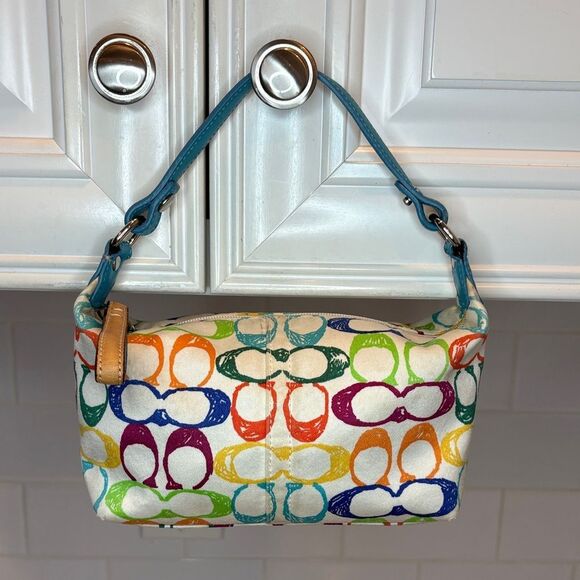 Coach Bag Purse Handbag Mini Hobo Signature "C" Rainbow Scribble Bag Pocketbook - Picture 1 of 16